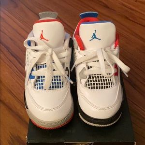 JORDAN 4 RETRO (TD) WHITE /MILITARY BLUE /FIRE RED